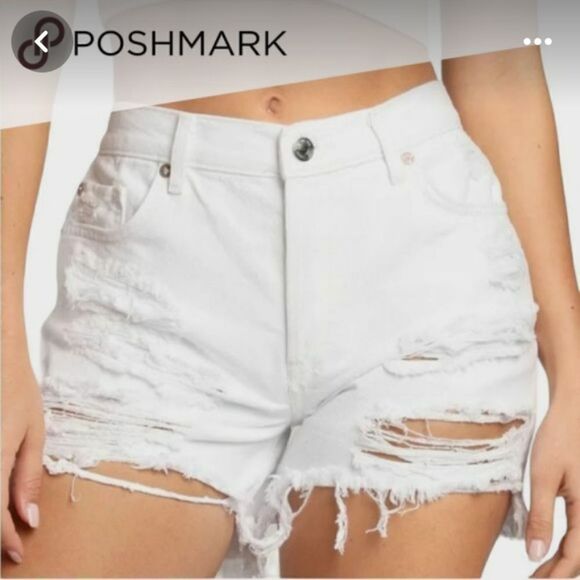 Free People We the Free Makai Denim shirt white distressed size 27 - Picture 1 of 12